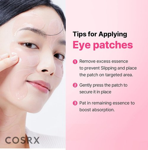COSRX Pink Peptides Collagen Eye Patch - Reduces Puffy Eyes & Dark Circles | 60 Hydrogel Patches