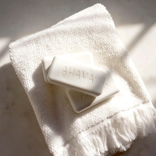 AHAVA Moisturizing Dead Sea Salt Soap - Nourishing Face & Body Cleansing Bar with Mineral Blend, 3.4 Oz