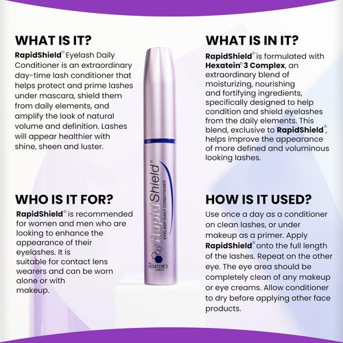 RapidShield Eyelash Daily Conditioner – Lash Conditioner and Eyelash Serum Primer for Elements Daily Shield, Amplifying the Look of Natural Volume and Definition with Hexatein 3 Complex – 4 mL