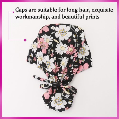 GUOER Long Hair Working Caps for Women Scrub Caps Can Store Long Hair Caps One Size (LH12C)