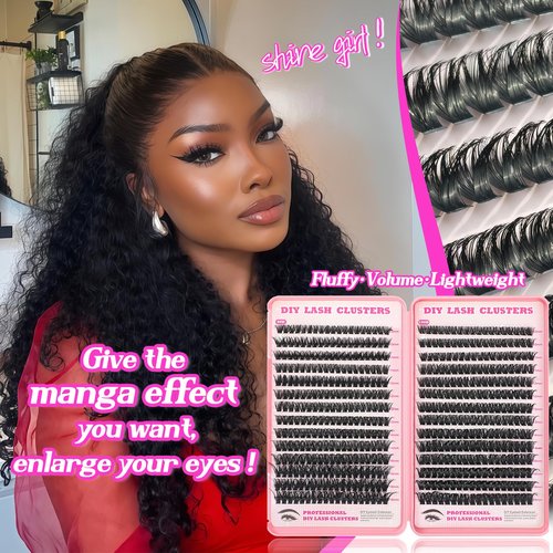 Lash Cluster Eyelash Extensions, 10-18mm Lash Clusters 80D+100D D Curl Individual Wispy False Eyelashes DIY Fluffy Manga Lash Extension for Beginner Friendly at Home (Volume Lash Clusters 518 Pcs)
