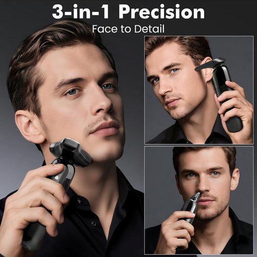 Flynth Electric Razor for Men - 3-in-1 Cordless Shaver with IPX7 Waterproof Design | Fast Charging Grooming Set
