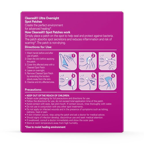 Clearasil Day and Night Spot Patches, Advanced Healing Hydrocolloid Acne Pimple Treatment, Blemish Spot Stickers for Face, 30 Count