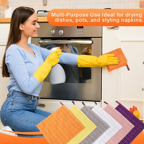 INFICRIME 6 Pack 100% Cotton Wash Cloth, 12x12 Inch Highly Absorbent and Soft Feel Fingertip Towels, Machine Washable Washcloths for Bathroom, Gym, Hotel, Spa and Kitchen, 6 Colours