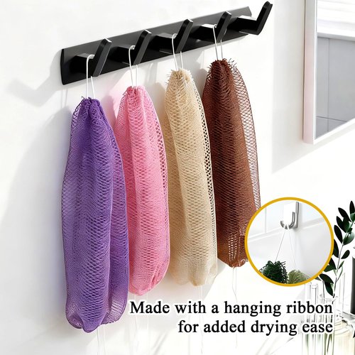 SubSahara African Net Sponge Authentic - 2 Pieces Exfoliating Scrubber for All Skin Types, Ideal for Face & Body Daily Use, Durable, Gentle Exfoliation (Blue & Purple)