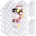 Hoolerry 4 Pack Acrylic Lipstick Holder Organizer 112 Slots Clear Lip Gloss Holder Organizers Stackable Lipsticks Tower Lipstick Case Display Stand Storage Box for Makeup Cosmetic Vanity (Trapezoid)
