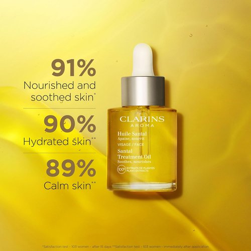 Clarins Santal Face Oil Treatment - Hydrates & Smoothes Skin | Calms Redness & Irritations | 100% Natural Extracts