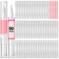 DupakSYS Cuticle Oil Pen 50Pcs 5ml Empty Nail Oil Pen Transparent Twist Pens with Brush Tip for Nail Oil, Eyelash Growth Liquid Tube, Cosmetic Lip Gloss Container Applicators + 72pcs Label