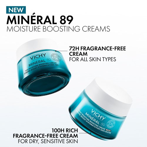VICHY Mineral 89 Cream, 100H Rich Moisture Boosting Cream | Hydrating Face Moisturizer with Hyaluronic Acid & Niacinamide | Daily Face Cream | Available in 2 Formulas | Suitable for All Skin Types