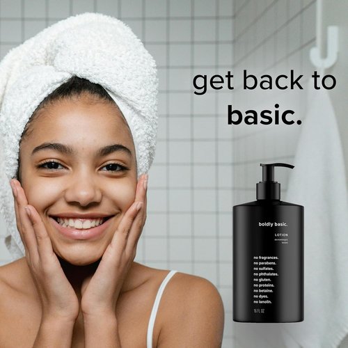 Boldly Basic Fragrance-Free Lotion - Moisturizer for Dry, Sensitive Skin - Non-Greasy & Hypoallergenic (16 oz)