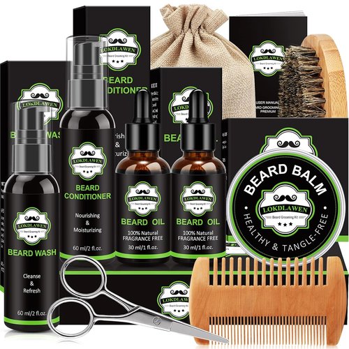 Skiennix Beard Kit for Men - Complete Grooming Set with Wash, Conditioner, Oil, Balm & Accessories