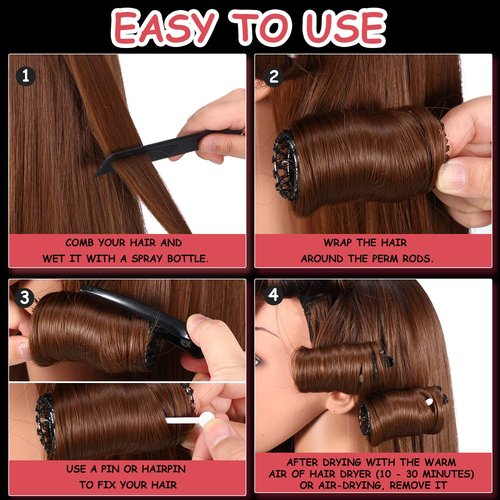 Skiennix Hair Rollers Set - 48 Wire Mesh Perm Rods with Duck Teeth Clips | 0.71/0.87/1.1 Inch Sizes