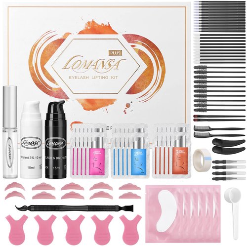Lomansa Lash Lift and Black Kit, Instant Fuller Eyelash Lift Brow Lamination Kit with Black Colors, Fast Quick Lifting and Voluminous Coloring, Achieve Salon-Quality Results