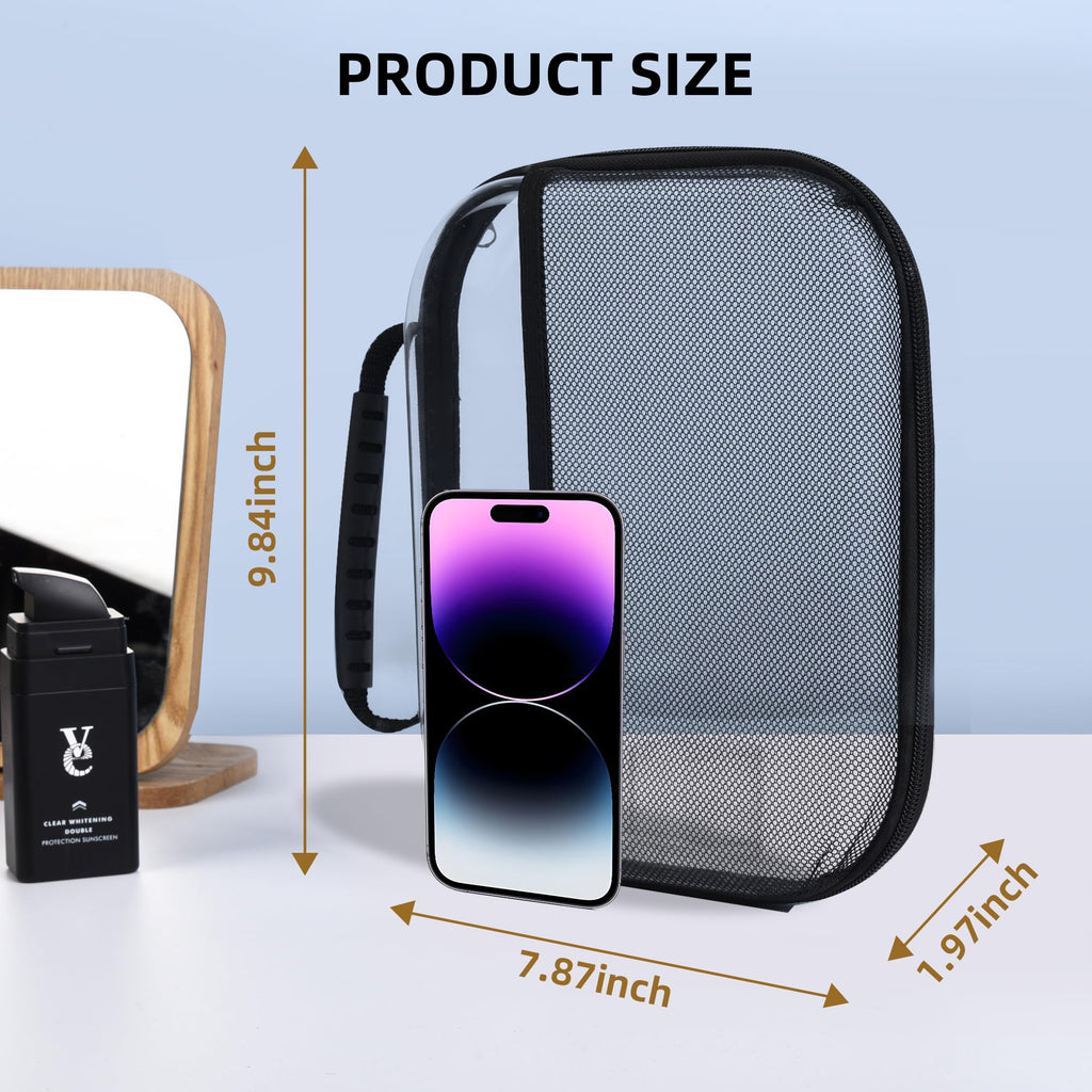 XULIONTS 3PCS Clear Hard Plastic Zipper Case, Portable Cosmetic Bag with Double Zipper, Waterproof Clear Toiletry Bag, Clear Hard Shell Zipper Case, Diaper Bag Organizing Pouches, Travel Toiletry Bag