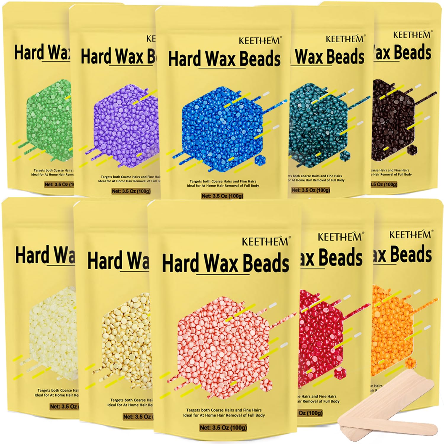 Wax Beads 2.2 lbs /1000g，Premium Hard Wax Beads for Coarse Hair, Refill Wax Beads for Hair Removal and Sensitive Skin Women, Work on Face, Brazilian, Bikini, Body (Multi Color)