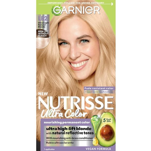 Garnier Nutrisse Ultra Color Hair Dye - Permanent, Vegan & Cruelty-Free | LB2 Ultra Light Natural Blonde, 1 Count