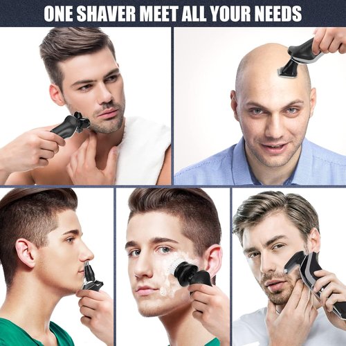 BestMal 5-in-1 Electric Shaver Razor for Men - Waterproof, Rechargeable with Nose Trimmer & Face Brush