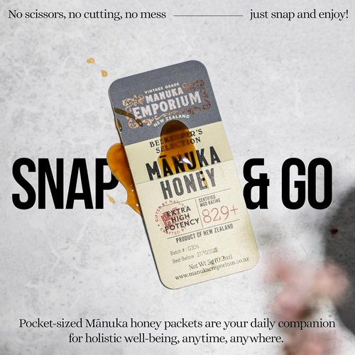Manuka Emporium Raw Manuka Honey Packets MGO 829+ - 24 x 0.18oz | Certified Monofloral Superfood for Vitality & Immune Support