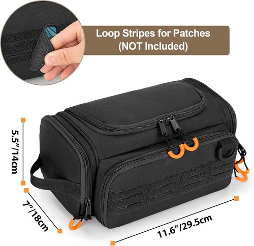 Skiennix Tactical Toiletry Bag - Hanging Travel Dopp Kit Organizer for Men | Black, Perfect for Shaving & Shower Essentials