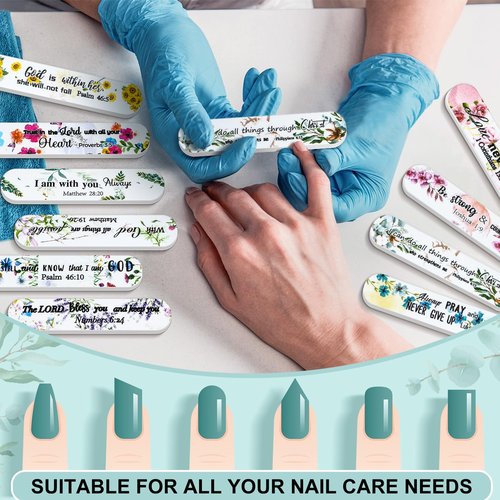 Lanties 50 Pack Christian Gifts for Women Scripture Mini Nail Files Christian Party Favors Bible Verse Emery Boards Religious Small Gifts for Teacher Mother Employee Staff Coworkers Office Supplies