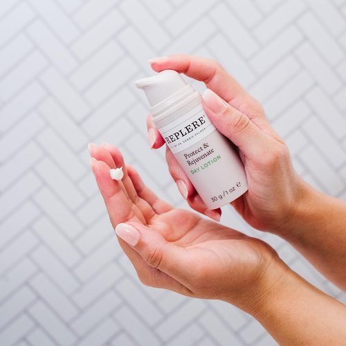 Replere Protect & Rejuvenate Day Lotion - Hyaluronic Acid Moisturizer with Coffea Arabica & Aloe | 1 oz for Fine Lines & Dark Spots