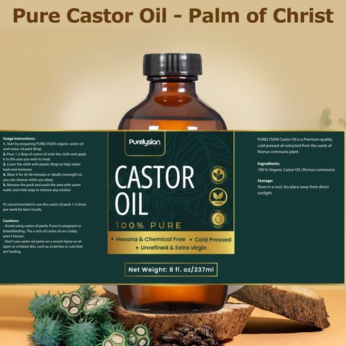 Purelysian Beauty Castor Oil Pack Wrap Organic Cotton, 7 Pcs Caster Oil Pack Kit for Stomach and Liver Detox Pack Kit (8fl.oz/237ml)
