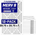Filter King Air Filters - MERV 8 Pleated HVAC AC Furnace Filters | 12 Pack | 29.75x35.75x1 | Made in USA
