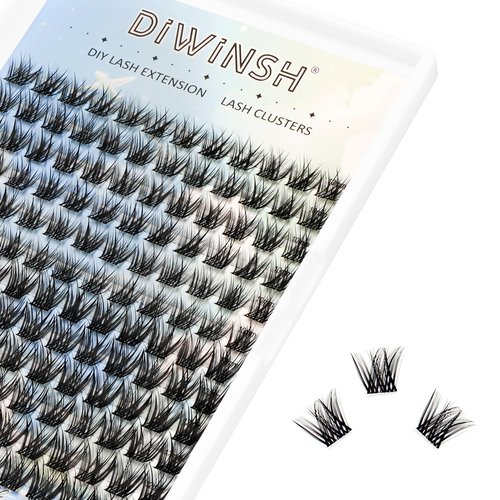 DIWINSH Lash Clusters Wispy Eyelash Clusters 144pcs 10-12mm Short Cluster Eyelash Extensions D Curl Natural Volume Lash Extensions Reusable Individual Lashes with Soft Thin Invisible Band (MQ-10-12mm)