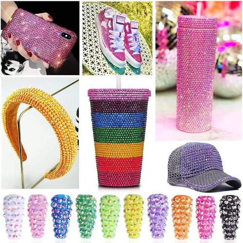 22000pcs Black Rhinestones for Bedazzling Kit, 2mm 3mm 4mm 5mm 6mm Flatback Black Gems Bedazzling for Crafting, Non-Hotfix SS8-SS30 Gems Bedazzler with B7000 for DIY Nails Decoration