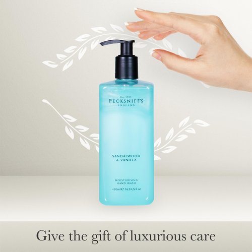 Pecksniff's Hand Wash - Liquid Hand Soap for Soft Skin, Natural, Revitalising, Hydrates and Moisturises, Handcrafted in England, Cruelty Free, Gift of Luxury 480ml/16.2 fl oz (Sandalwood & Vanilla)