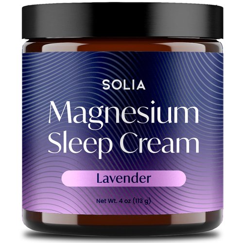 Solia Magnesium Sleep Cream, USA-Made Topical Magnesium Lotion for Sleep, Lavender Lotion for Feet Pain, Nighttime Mag Oil Body Butter, Foot Cream for Leg Cramps, Relaxing Rub for Muscle Soreness, 4oz