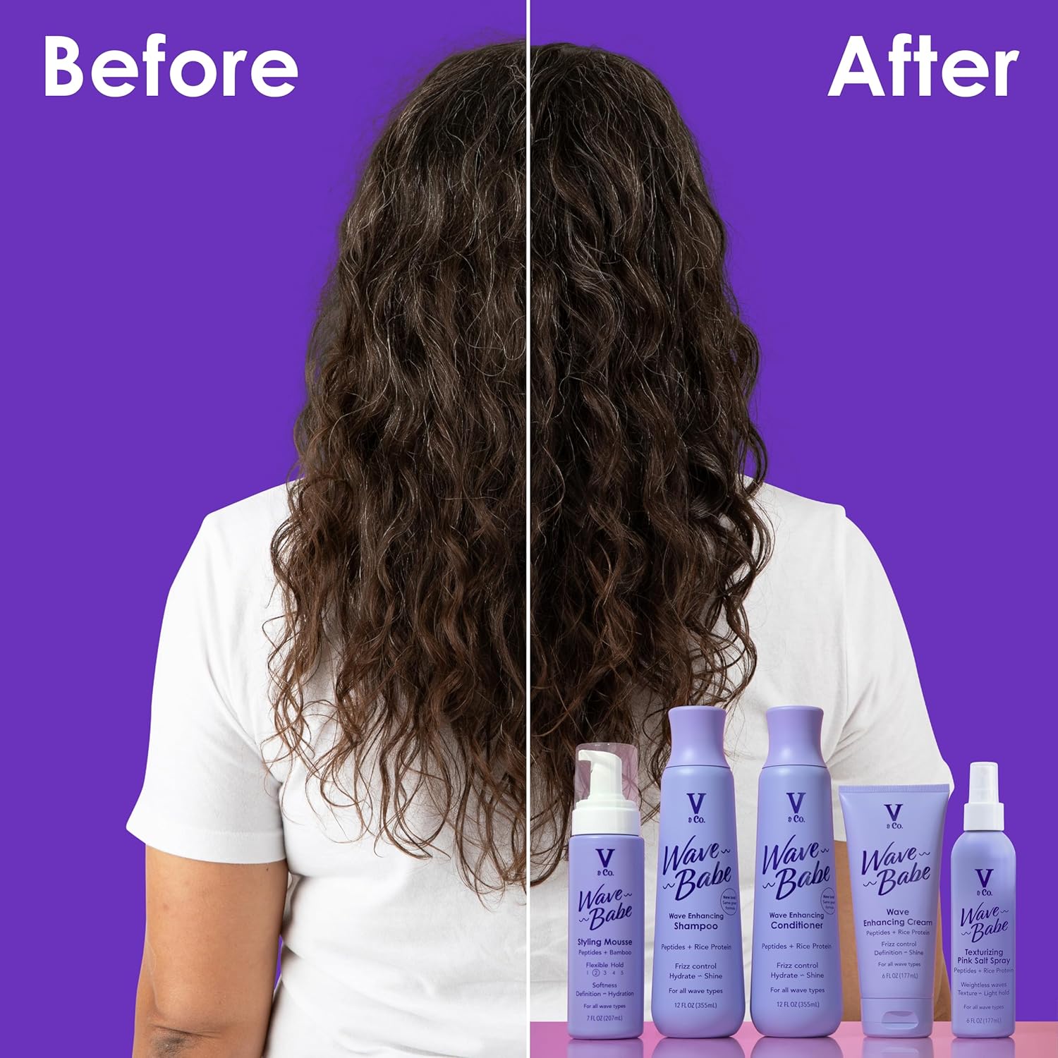 V&Co. Beauty Wave Babe Styling Mousse - Lightweight Hold for Effortless Waves | 8 oz