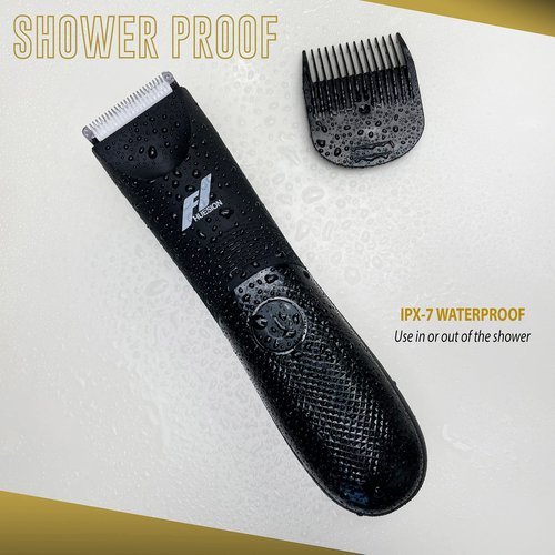 Fhuesion® Manscape Trimmer for Men -IPX7 Waterproof Ball Trimmer w/Light & Ceramic Blade, Body Groomer for Pubic/Body/Groin Grooming, Electric Razor Shavers USB-C Charging, No Nicks, Gifts for Him