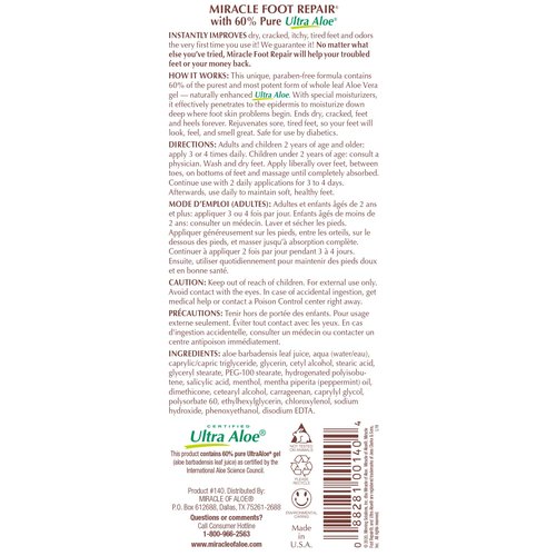 Miracle Foot Repair Cream, 8 oz + 1 oz Miracle Hand Repair, Healing Aloe Vera Lotions for Dry, Cracked Hands and Feet (8 oz Foot Cream + 1 oz Hand Cream)