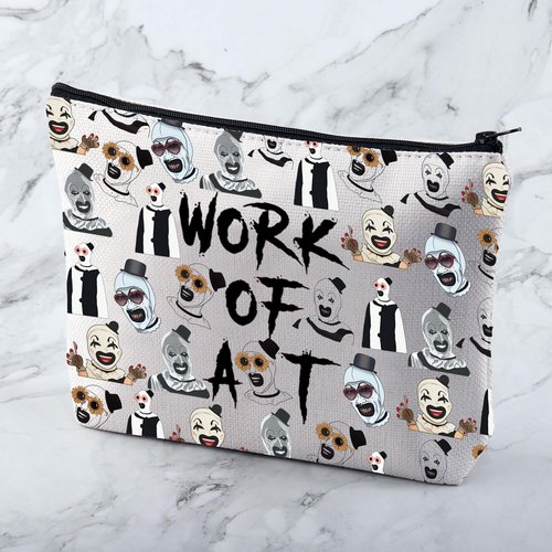 MNIGIU Horror Clown Inspired Cosmetic Bag Scary Clown Lover Gift Clown Themed Makeup Bag Horror Movie Fan Gift
