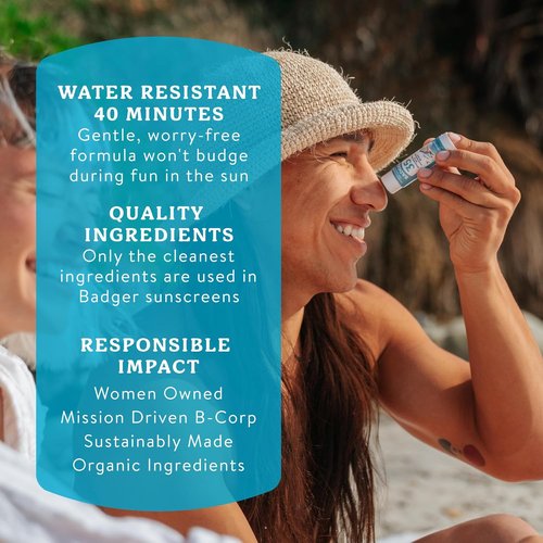 Badger Mineral Sunscreen Face Stick - SPF 35, Organic Unscented Zinc Oxide, Coral Reef Safe | 0.65 oz Travel Size