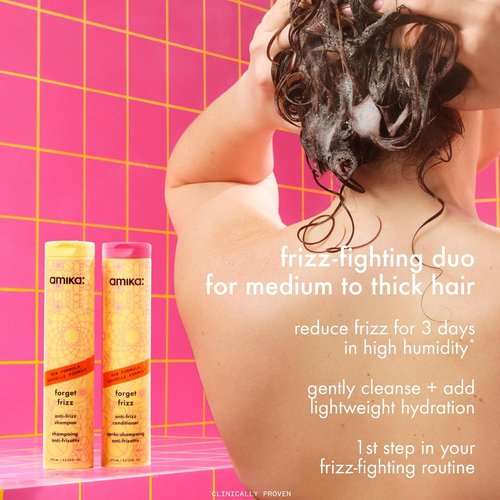 Amika Forget Frizz Anti-Frizz Shampoo - Smoothing Formula for Humidity Protection | 72-Hour Frizz Control