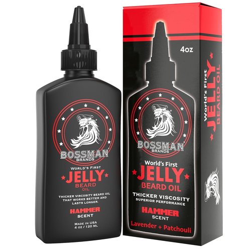 Bossman Jelly Beard Oil - Softens & Moisturizes for Men | 4 oz Hammer Scent with Natural Ingredients