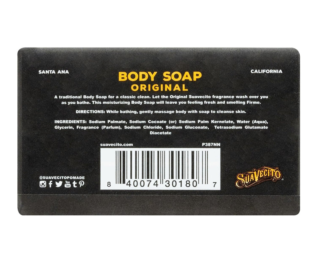 Suavecito Body & Hand Soap Bars - Moisturizing Formula with Masculine Original Fragrance | 6 oz, 3 Pack