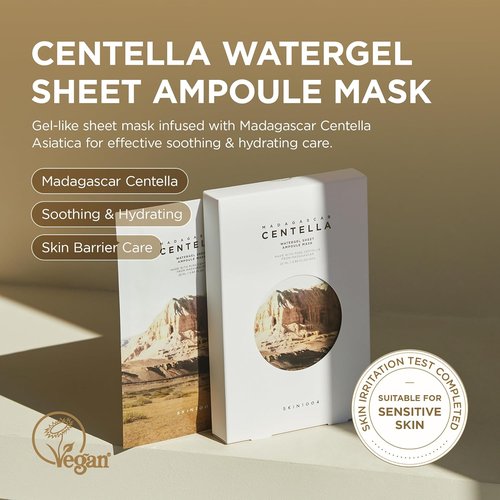 SKIN1004 Madagascar Centella Watergel Sheet Mask - Hydrating Korean Face Mask with Centella Asiatica | 5 Pack