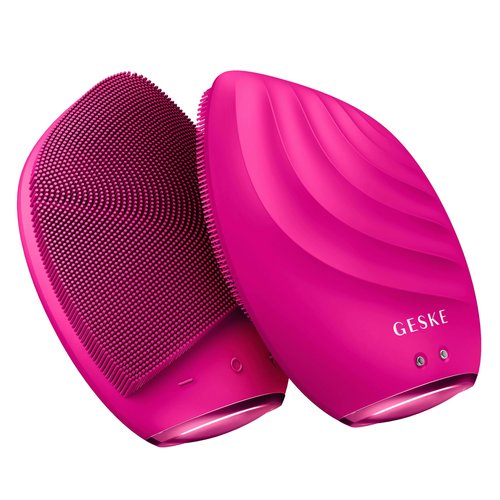 GESKE SmartAppGuided™ Sonic Facial Brush 5 in 1 | Vibrating Electric Facial Cleansing Brush | Soft Silicone Brush | Professional Facial Cleanser | Skin Cleanser & Exfoliator | Face Massager