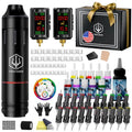 POSEIDON Cordless Tattoo Pen Kit with 2×1600mAh Batteries & Complete Starter Set | Professional Wireless Tattoo Machine for Beginners | Includes 20 Needles, Inks, Practice Skin