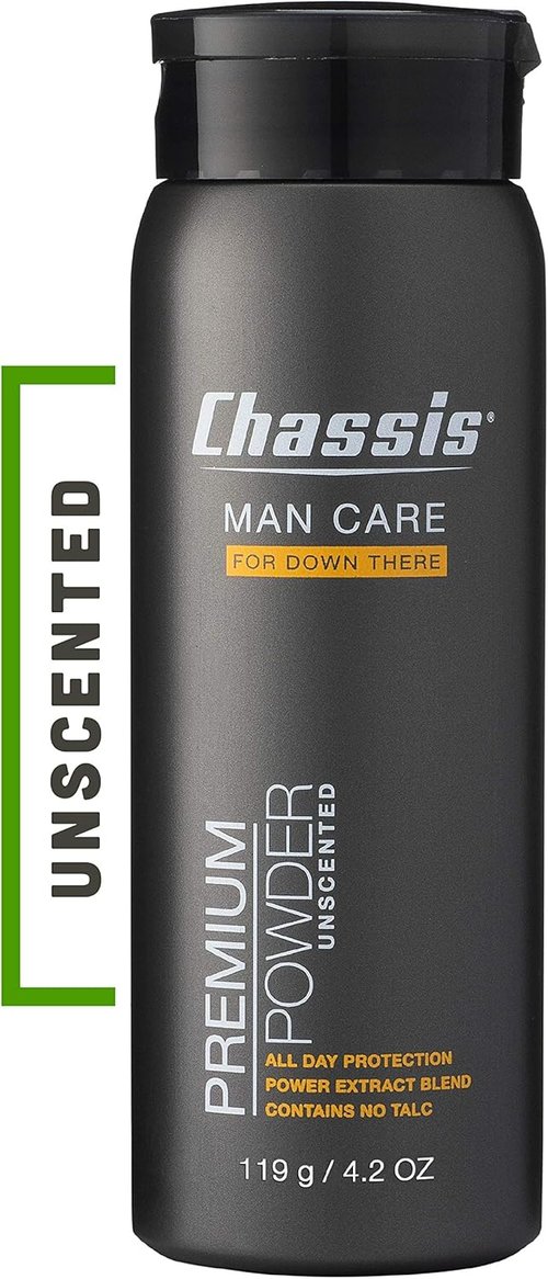Chassis Unscented Body Powder for Men - Premium Odor-Absorbing Formula | Non-Talc, Aluminum-Free, Anti-Chafing