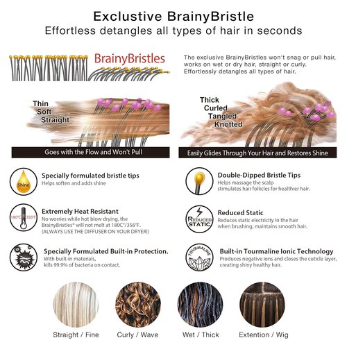 NuWay DoubleC Detangling Hair Brush - Patented Double Curve Design for Gentle Detangling & Volume Styling | Rose Pink