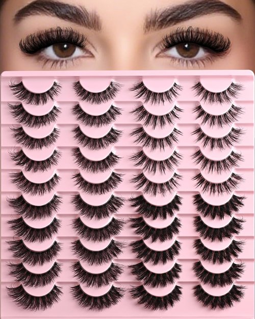 APCYUST Lashes Wispy False Eyelashes Strips 4 Styles Cat Eye Strip Lash Natural Looking Fake Mink Eyelash Pack Short Fluffy Full Lashes that Look Like Extensions Wispies Clear Band Pestañas Postizas