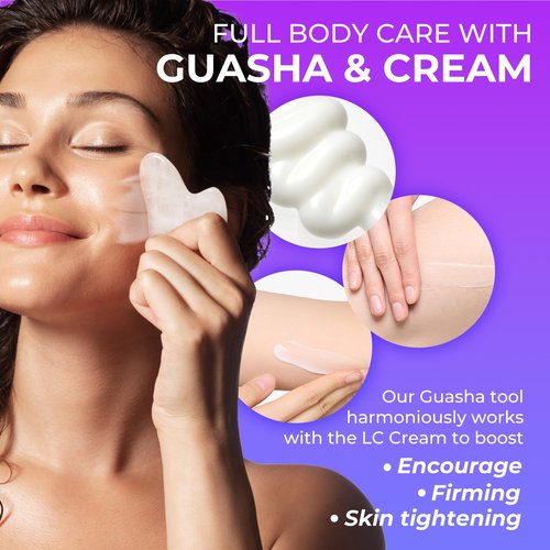 TONDE LC Cream w/Gua Sha | Skin Tightening Cream for Face & Body | Korean Skin Care Moisturizer Face Cream w/Body & Facial Massager | Skin Firming Cream & Gua Sha Stone (3.38 Fl. Oz)