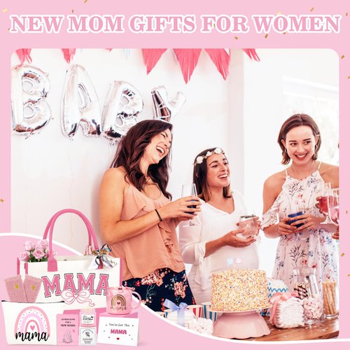 JSTUMB New Mom Gifts, First 1st Mothers Day Birthday Gifts for New Mom Care Package After Baby Postpartum Present for Expecting Mama Basket Set of 7