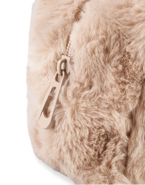 Pusheen Womens Fluffy Makeup Bag | Ladies All Over Fur with Embroidered Logo in Tan | Classic Logo Zip Cosmetic Storage Bag