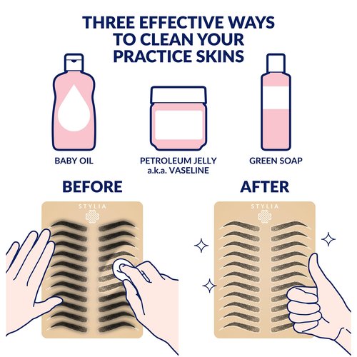Stylia Microblading Inkless Practice Fake Silicone Skin Sheet for Eyebrow Tattoo, Fake Skin for Tattoo, Needling, Eye Brow Makeup, Tattoo Skin Practice Kit Supplies (White Double Sided)