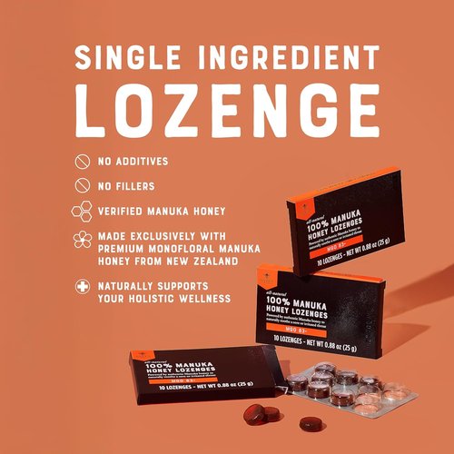 Nate's Manuka Honey Lozenges MGO 83+ - Soothing Throat Relief with New Zealand Honey | 10-Count Pack